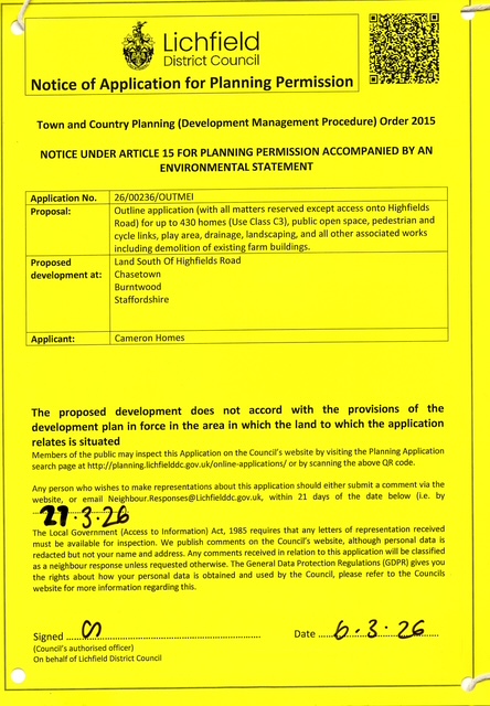 The Fight for Hammerwich: 430 Homes Proposed for Highfields Road Green&nbsp;Belt